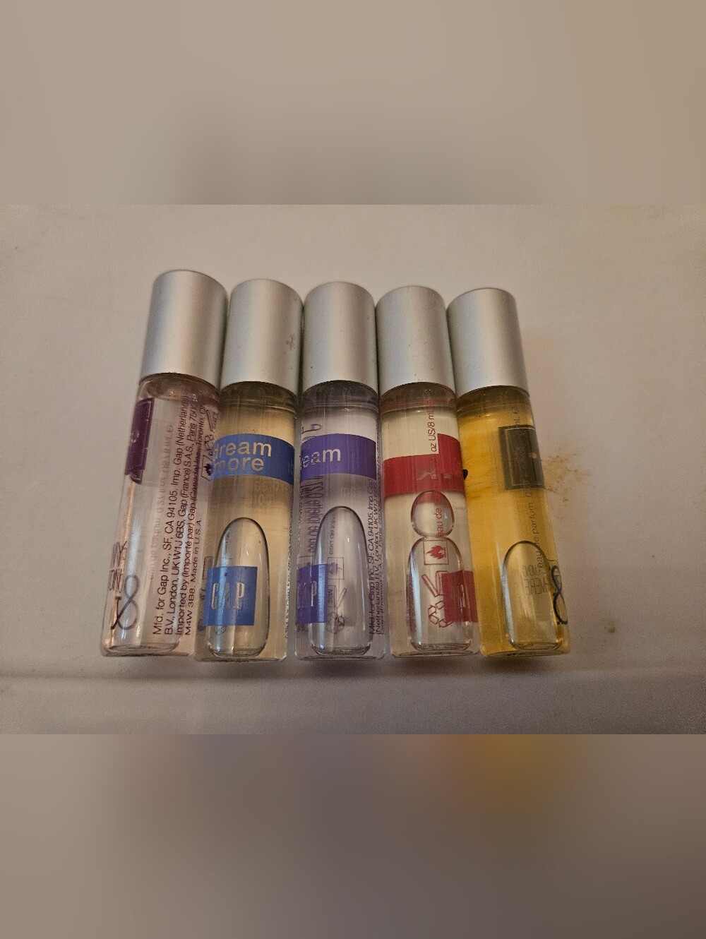 Lot of 5 Gap spray perfume bottles various scents